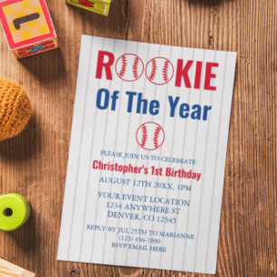 Invitation Rookie De L'Année Baseball 1er Anniversaire