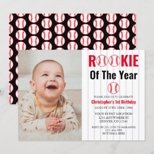 Invitation Rookie De L'Année Baseball 1er Anniversaire
