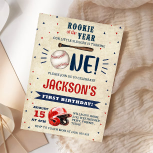Invitation Rookie de l'année Baseball 1er Anniversaire Batter