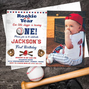 Invitation Rookie de l'année Baseball 1er Anniversaire Batter