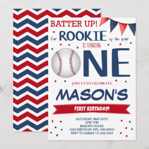 Invitation Rookie de l'année Baseball 1er Anniversaire Invita