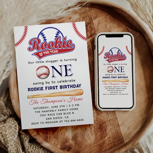 Invitation Rookie de l'année baseball sur le thème 1er annive (Créateur téléchargé)
