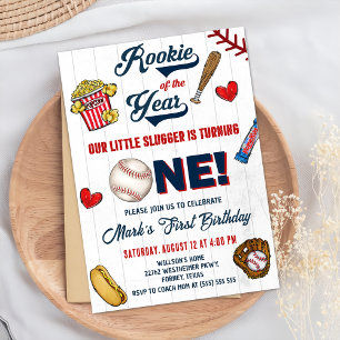 Invitation Rookie de l'année Baseball Vintage 1er anniversair