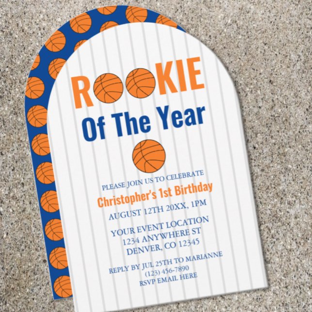 Invitation Rookie De L'Année Basket 1Er Anniversaire (Créateur téléchargé)