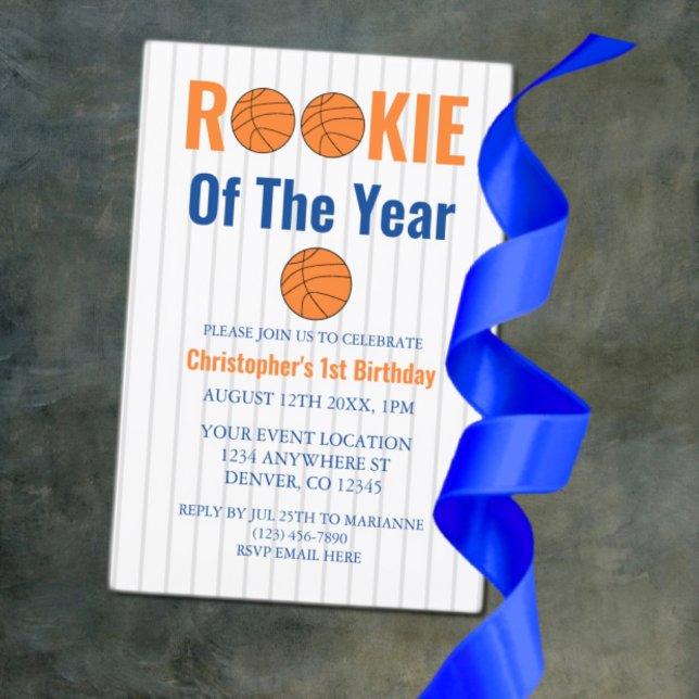 Invitation Rookie De L'Année Basket 1Er Anniversaire (Créateur téléchargé)