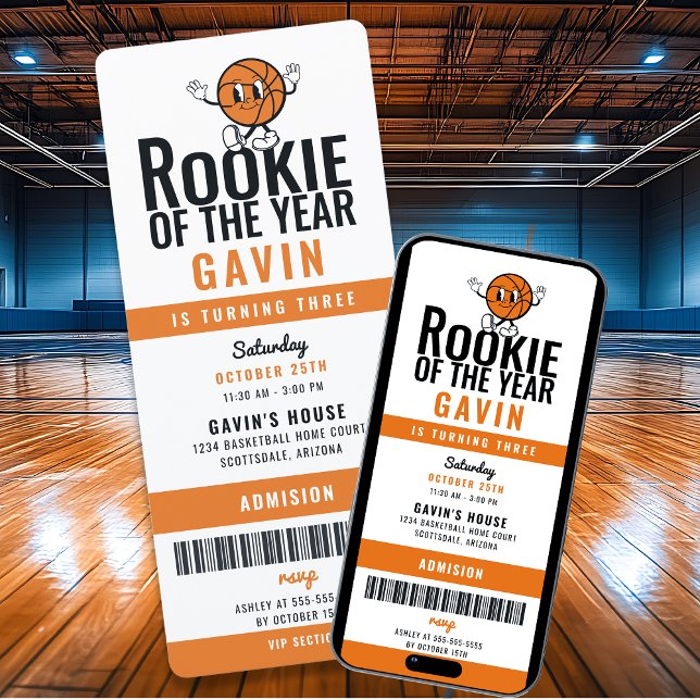 Invitation Rookie De L'Année Basketball Customisé Anniversair (Créateur téléchargé)
