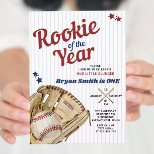 Invitation Rookie of the Year Baseball Boy First Birthday