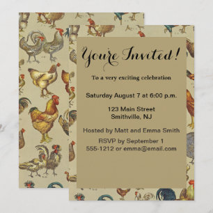 Invitation Rooster Poulet de la ferme Pays Animal