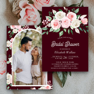 Invitation Rosaute Florale Bourgogne Photo Réception de Maria
