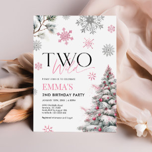 Invitation rose 2e anniversaire, deux Anniversaire