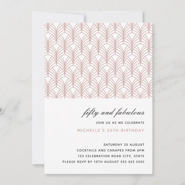Invitation Rose 50 et fabuleux Art Déco 50e anniversaire (Devant)