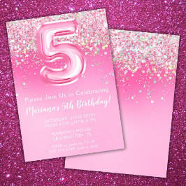 Invitation rose 5e anniversaire Girl Parties scint