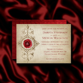 Invitation Rose à bijoux | Vintage Crimson Red Gem Grunge