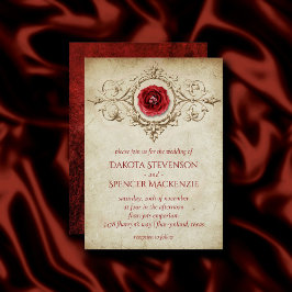 Invitation Rose à bijoux | Vintage Crimson Red Gem Grunge