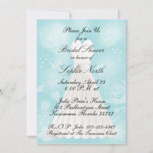 Invitation Rose à une douche nuptiale turquoise