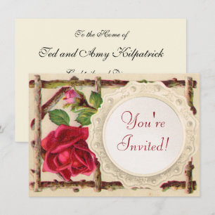 Invitation Rose ancienne vintage rustique victorienne antique