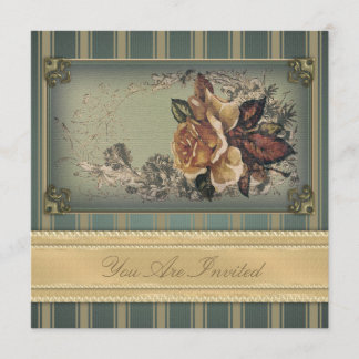 Invitation Rose antique (bleu)