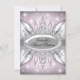 Invitation Rose & Argent Pailleté Diamant Sweet 16