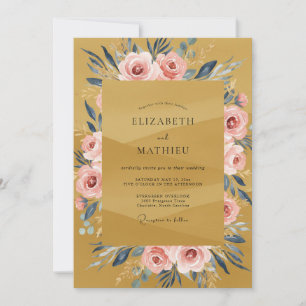 Invitation Rose Automnal Ochre Peintre Mariage