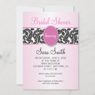 Invitation Rose avec Fête des mariées Vintage Black Swils