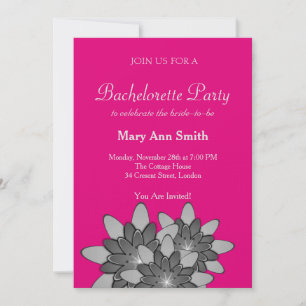 Invitation Rose avec Gris Floral Lotus Bachelor Party