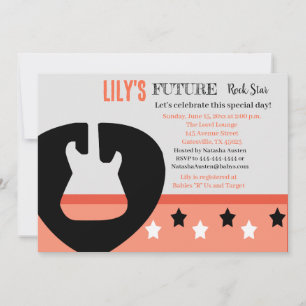 Invitation rose Baby shower Futur Rocker