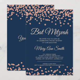 Invitation Rose bat mitzvah Gold Faux Parties scintillant Con