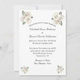 Invitation Rose blanche et or Formal Élégant Mariage classiqu