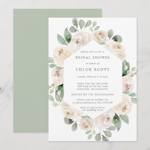 Invitation Rose blanche Fête des mariées végétale