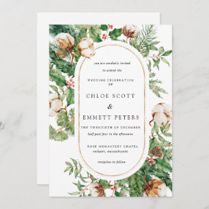 Invitation Rose blanche Floral Mariage botanique Rustique