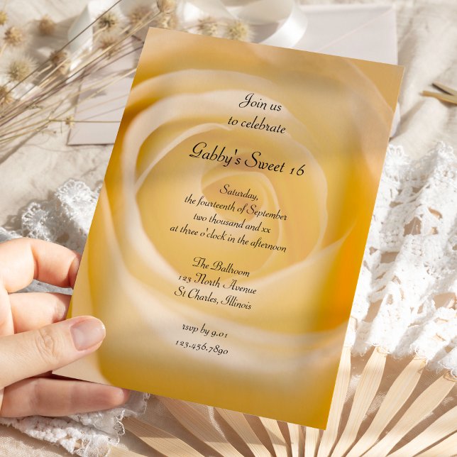 Invitation Rose blanche sucré 16 fête d'anniversaire (Créateur téléchargé)