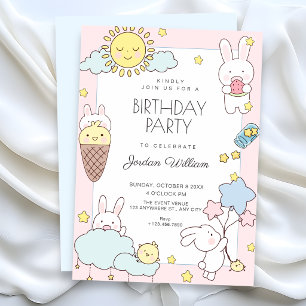 Invitation Rose bleu anniversaire mignon et joueur