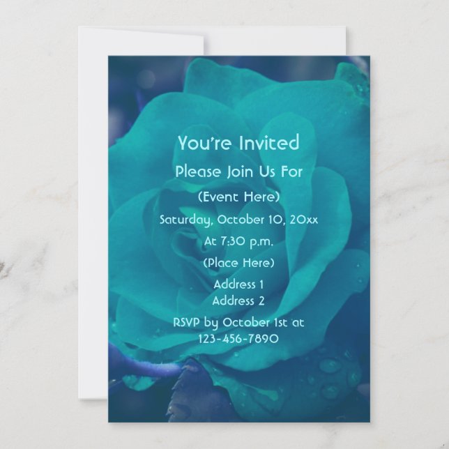 Invitation Rose bleu Aqua (Devant)