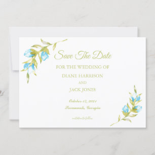 Invitation Rose Bleu  Mariage Enregistrer La Date