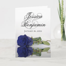 Invitation Rose bleu marine Élégant Mariage photo romantique