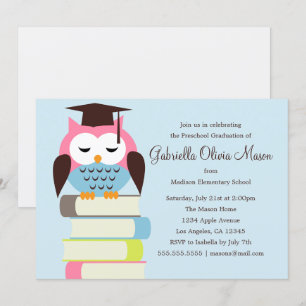 Invitation rose/bleu mignon de fête de remise des