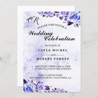 Invitation Rose bleu rustique violet