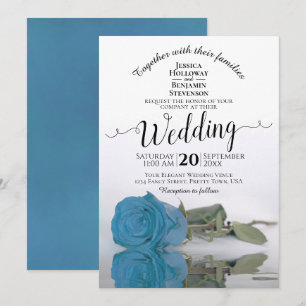 Invitation Rose bleu turquoise Elegant Mariage arc