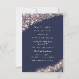 Invitation Rose Blue Navy Fête des mariées de Parties scintil