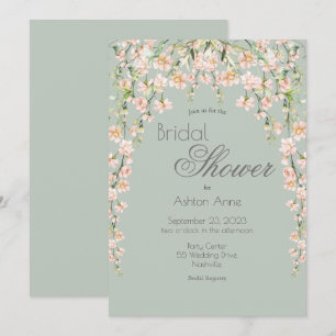 Invitation Rose Blush Sage Vert Floral Fleur sauvage Bride