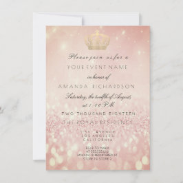 Invitation Rose BlushGlitter  Couronne Royale Glitter 16ème M