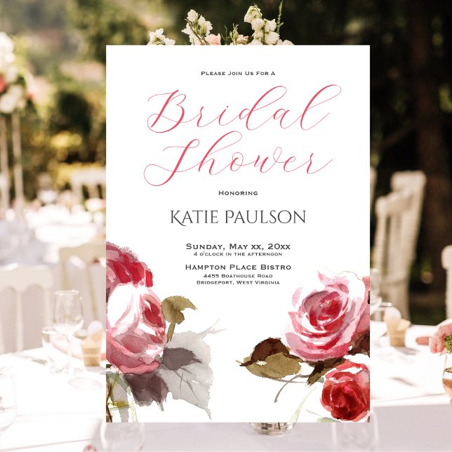 Invitation Rose Bouquet Élégante Fête des mariées rose (Rose Bouquet Elegant Pink Bridal Shower Invitation)