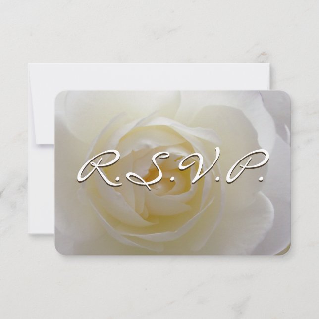 Invitation rose Carte RSVP Rose blanche personnali (Devant)
