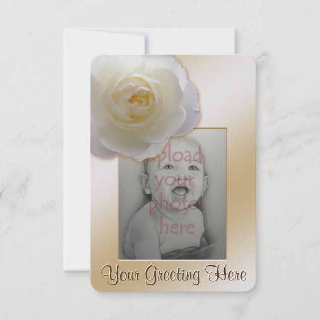 Invitation rose Carte RSVP Rose blanche personnali (Devant)