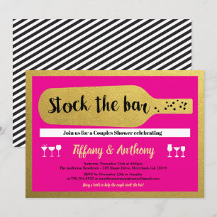Invitation Rose chaud et or stock du bar