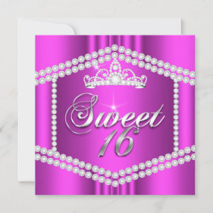 Invitation Rose Chaud Princesse Sweet 16 Fête Trim Diamant