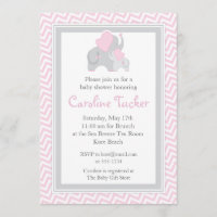 Rose Chevron d'invitation de douche de bébé