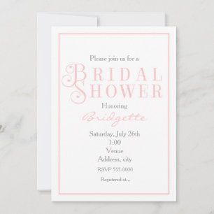 Invitation rose clair pour douche de mariée