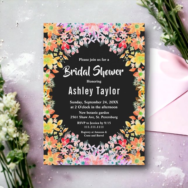 Invitation Rose coloré Boho Botanique Fête des mariées floral (Créateur téléchargé)