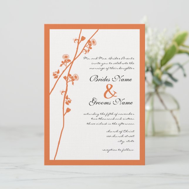 Invitation Rose corail Direction Fleur sauvage Mariage Invite (Debout devant)